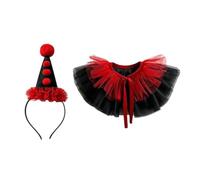 Clown Vintage Style Ruffle Collar Hairband with Ruffle Collar | Halloween Clown Costume Headband with Hat for Girls Carnival Accessories Christmas Fancy Dress Party Masquerade
