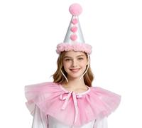 Clown Vintage Style Ruffle Collar Hairband with Ruffle Collar | Halloween Clown Costume Headband with Hat for Girls Carnival Accessories Christmas Fancy Dress Party Masquerade