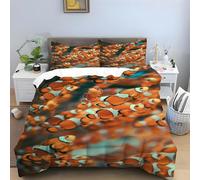 Clownfish Bedding - Orange Duvet Cover Sets, Soft Microfibre Quilt Cover, Reversible Duvet Covers with Zipper Closure, 2 Pillow Cases 50x75 cm -Ai2847