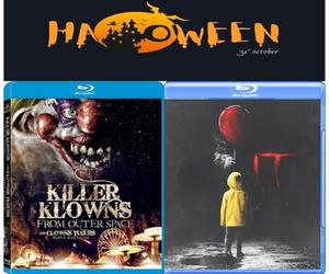 Clowns Attack Movie Bundle - Killer Klowns from Outer Space + Stephen King's It: Original Movie 1990 [Blu-ray, Double Feature, Halloween Movie Set]