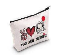 Clowns Cosmetic Make Up Bag Movie Fans Gift Peace Love Movie Makeup Zipper Pouch Bag Horror Movie Gift, Peace Penny, Makeup Bag