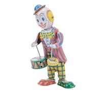 Clowns, Table Clown Toy Retro Clockwork Drummer Figure Vintage Toy Wind Up Tinplate Retro Clockwork for Kids Desktop Decoration Ornament Party Favor