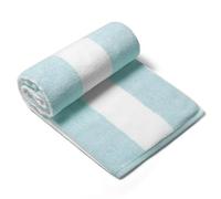 CLOWOOD Plush Oversized Beach Towel - Cotton 40 x 72 Inch Large Thick Aqua Striped Cabana Pool Swimming Towel