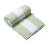 CLOWOOD plush Oversized Beach Towel - Cotton 40x72 Inch Large Thick Grass Green Striped Cabana Pool Bath Towel