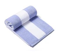 CLOWOOD Surfwaii Plush Oversized Beach Towel - Bamboo Cotton 40 x 72 Inch Large Thick Blue Striped Cabana Pool Swimming Towel