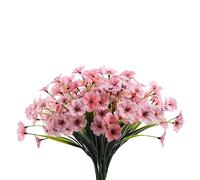 CLoxks 12 Bundles Artificial Flowers Outdoor,UV Resistant Fake Flowers No Fade Faux Plants Arrangement for Indoor Outdoors Garden Porch Window Box Decor,Pink