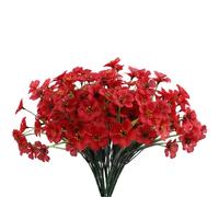 CLoxks 12 Bundles Artificial Flowers Outdoor,UV Resistant Fake Flowers No Fade Faux Plants Arrangement for Indoor Outdoors Garden Porch Window Box Decor,Red