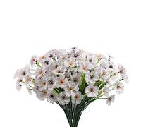 CLoxks 12 Bundles Artificial Flowers Outdoor,UV Resistant Fake Flowers No Fade Faux Plants Arrangement for Indoor Outdoors Garden Porch Window Box Decor,White