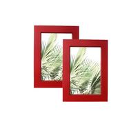 CLoxks 2-Pack 5 x 7 Picture Frames Rustic Retro Photo Frame with Removable Cushion Show Picture 4.8 x 6.8'' for Table Top Display and Wall Mounting Photo Frame,Red