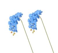 CLoxks 2 Pcs Orchid Stems Artificial Flowers Real Touch Latex Phalaenopsis 38 Inch Artificial Orchid Branches for Vase Wedding Party Home Garden Decor,Blue