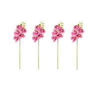 CLoxks 4-Pcs Orchid Stems Artificial Flowers Real Touch Latex Phalaenopsis 17.7inch Faux Orchid Branches with 5 Large Flowers for Vase Wedding Party Home Garden Decor,White Edged Purple