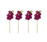 CLoxks 4-Pcs Orchid Stems Artificial Flowers Real Touch Latex Phalaenopsis 17.7inch Faux Orchid Branches with 5 Large Flowers for Vase Wedding Party Home Garden Decor,Purple
