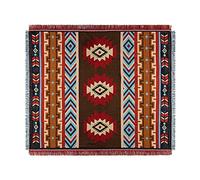 CLOYAO Aztec Navajo Throw Blanket,White Decorative Blankets With Tassel,Boho Tribal Ethnic Geometric Pattern Rug,Lightweight Printed Knitted Throw Blanket For Chair,Bed,Sofa,Couch
