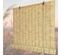 CLOYAO Bamboo Roller Blinds, Blackout Bamboo Blinds, Outdoor Roman Blinds for Windows, 50 60 70 80 100 115 120 Cm Wide Customisable Reed Shades, Privacy Curtain, for Patio Garden, Pergola, Kitchen