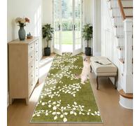 CLOYAO Carpet Runners for Hallway Non Slip Washable Kitchen Runner Rug Long for Corridor, Entryway, Kitchen, Bathroom, Hallways 80 x 130 cm Green