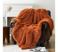 CLOYAO Faux Fur Throw Blanket Large - 152x202cm,Luxury Fuzzy Warm Cozy Fluffy Fur Blanket,Weighted Blanket Throw For Winter,for Bed And Couch,Home Decor (Orange)