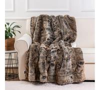 CLOYAO Luxury Faux Fur Throw Blanket - 150x200 cm,Winter Foot Blanket Throw,Super Warm,Fuzzy,Elegant,Fluffy Decoration Blanket Scarf For Sofa,Couch And Bed (Brown)