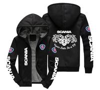 CLOZAM Mens Hoodie Jacket Sweater For scania Thick Fleece Lined Hooded Jacket Coats Mens Winter Hooded Jacket Warm Fleece-A||3XL