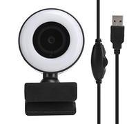 Clphendorine A40 Full HD 1080p Webcam with Ring Fill Light, Webcam with Microphone for PC Laptop, Adjustable Brightness Web Camera for Online Learning Meeting Live Streaming
