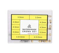 Clphendorine Copper Assorted Watch Crown Parts, Watch Repair Tool Kit, Precision Replacement Crowns for Watchmakers, Includes 100pcs in Storage Box, Compatible with 3.5mm to 5mm Watch