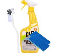 CLR Brilliant Bath 26oz | Calcium Lime Rust Remover Bathroom Cleaner Kit | Excellent CLR Brilliant Bath Kitchen & Bathroom Cleaning Kit With Two Scrubber Sponges & Grout Brush