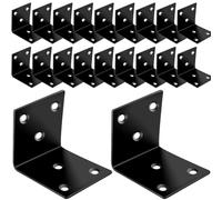 CLRBEATTY 20 Pcs Metal Corner Braces, 2 Inch L Brackets with Screws, Stainless Steel 90° Angle Bracket, L Shape Bracket, Heavy Duty Corner Brace for Wood Furniture Bookshelf Bed Chair(Black)