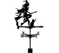 CLSDRHX for The Garden Weathervane Witch and Cat Pattern Ornament Metal Weather Vane with Wind Direction Indicator