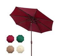 CLSDRZC 2.7M Round Tilting with Crank Handle for Outdoor Garden Patio Camping, Wine Red, Dark Green, Beige, Khaki, Coffee, Leaning Sun Umbrella Parasol Without Base