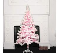 CLSDRZC 3.9ft Snow Flocked Material Pvc Christmas Tree, Easy Fold Branch With Metal Stand Easy To Assemble Artificial 100% Fire Retardant Spruce-pink C 1.2m(3.9ft) The New