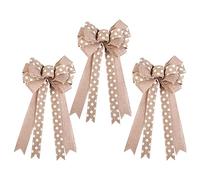 CLSDRZC 3PCS Christmas Tree Top Ornament Pendant Big Bow Christmas Tree Pendant Cloth Ribbon Christmas Wreath and Garland