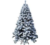CLSDRZC 5Ft Artificial Snow Covered/Flocked Hinged Unlit Pine Festive Decoration With Foldable Metal Stand 400 Easy Assembly Branch Tips-Green