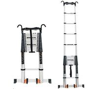 CLSDRZC 8m/ 7m/ 6m/ 5m/ 4m/ / 2m/ 1m Tall Telescoping Ladder with Hooks, Aluminum Extension Ladder for Industrial Household Daily or Emergency Use, Load 150kg