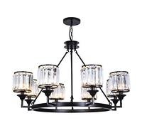 CLSDRZC Atmospheric Light Luxury Lamps,E14 American Crystal Chandelier,Home Living Room Bedroom Dining Room, Iron Art Chandelier-Black. 8 head