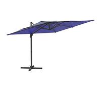 CLSDRZC Azure Blue LED Cantilever Umbrella Rectangular Parasol with Adjustable Tilting, UV-Resistant Polyester Canopy, Solar-ed Lights, and Crank Mechanism - Size: 400x300 cm