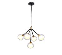 CLSDRZC Black G9 Mid Century Ceiling Light Fixture, In The Magic Bean Light,During Light For Kitchen Dining Living Room Bedroom,6 Lights Sputnik Chandelier-Black and gold bronze 5