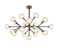 CLSDRZC Black G9 Mid Century Ceiling Light Fixture, In The Magic Bean Light,During Light For Kitchen Dining Living Room Bedroom,6 Lights Sputnik Chandelier-Black and gold bronze 21
