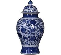 CLSDRZC Blue And White Vase Ginger Jar For Home Decor Vintage Ceramic Flower(Blue)