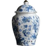 CLSDRZC Blue and White Vase Ginger Jars for Home Decor Porcelain Chinoiserie Temple Jar Vase Kitchen Home(Blue)