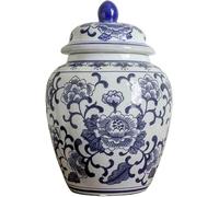 CLSDRZC Blue Vases Blue and White Vase Blue and White Ginger Jar Ceramic Chinoiserie Decorative Jars for Home Office(Large)
