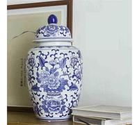 CLSDRZC Blue Vases Blue and White Vase Blue and White Ginger Jar Ceramic Chinoiserie Decorative Jars for Home Office(Small)