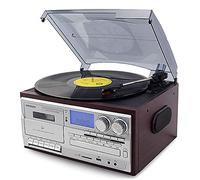 CLSDRZC Bluetooth Turntable Vinyl Record Player Vintage Gramophone 3 Speed Usb Recorder Multifunction Cd Ra,Dark,One Size