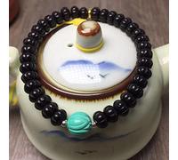CLSDRZC Bracelet Feng Shui Wood Bracelet Pipal Seed Bracelet Turquoise Stone Carved Feng Shui Indonesian Pipal Beads Zen Handmade Peace Bracelet for Man Woman