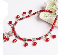 CLSDRZC Bracelet Natural Red Blue Black Agate Tibetan Silver Anklet Bracelet Chain Feng Shui Spiritual Amulet Charm Chakra Gems Authentic Crystal Adjustable Anklet Good Luck Gift Women,Bell