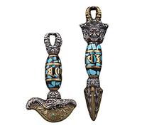 CLSDRZC Bracelet Tibetan Vajra Pestle Rotating Dzi Bead Necklace,Vajra Crescent Knife Axe Pendant,Sweater Chain,Feng Shui Buddhist Meditation Luck Amulet,Attract Good Luck Gifts for Women Men-Dzi