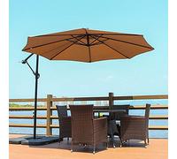 CLSDRZC Cantilever Garden Banana Parasol Patio Sun Shade, w/Crank Cross Base Hanging Offset Umbrella Frame, 3 meters,Beige