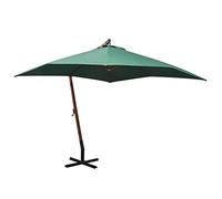 CLSDRZC Cantilever Parasol Large Wooden Hanging Garden Umbrella Green Waterproof, UV-Resistant Colourfast Fabric Cover - 300x300 cm Size, Fir Wood Pole with Ribs and Crank Mechanism