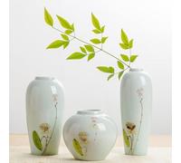 CLSDRZC Ceramic Hand-Painted Small Vase Dried Flowers Hydroponic Flower Arrangement Living Room Three Pieces Set Decoration(Small)