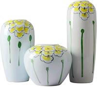 CLSDRZC Ceramic Vase Hand-Painted Ornaments Chinese Living Room Tv Cabinet Decorative Flower Vase Set Creative(Set)