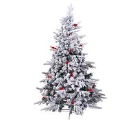 CLSDRZC Christmas Tree,Snow Flocked Artificial Christmas Tree Mixed Pine Needles Red Berries, Metal Hinges PVC Xmas Tree For Indoor A(Christmas tree gifts) (White 120cm(4ft)) The New