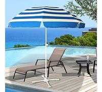 CLSDRZC cm Striped Beach Parasol, Round Patio Outdoor Garden Umbrella, Iron Pole, for Lawn,Backyard, Pool, 8 Ribs，Yellow Stripes